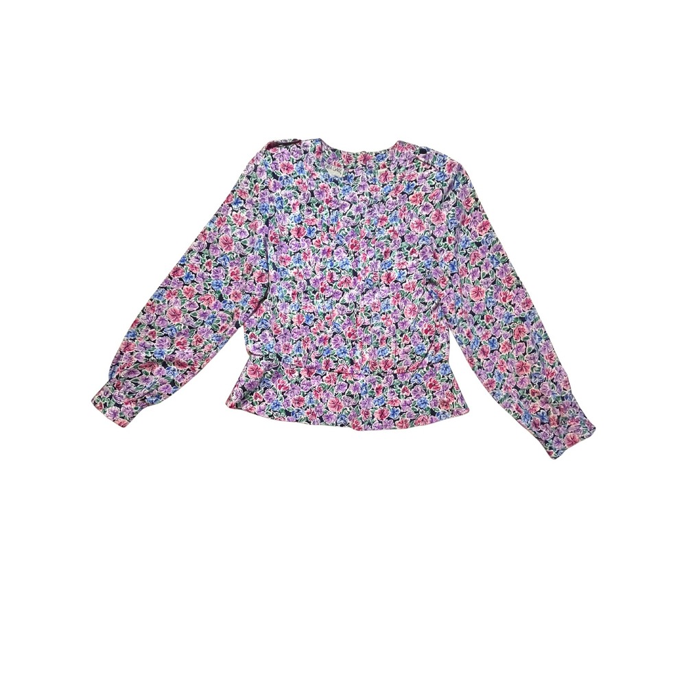 Vintage 80s Floral‎ Peplum Blouse Size 8 Peplum Grandmacore Cottage Coquette